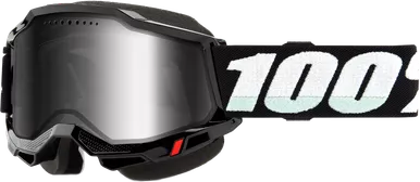 100% Accuri 2 Snowmobile Goggle Black W/ Silver Mirror Lens 50022-10008