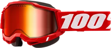 100% Accuri 2 Snowmobile Goggle Red W/ Red Mirror Lens 50022-10011