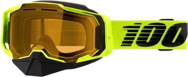 100% Armega Snowmobile Goggle Neon Ylw W/ Yellow Lens 50007-10009