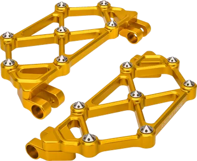 Arlen Ness Mini Diamond Floorboards - Driver - Gold - Flt 410-048