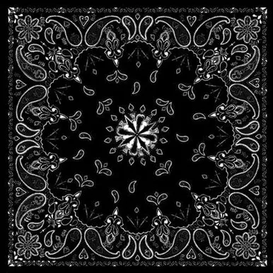 Bobster Bandanna 100% Cotton Black Paisley Premium 22 X 22 In. B001