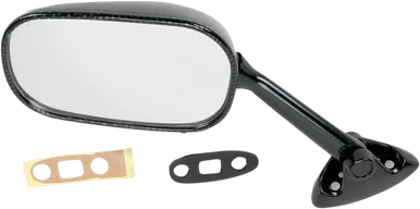 Emgo Mirror - Side View - Black/Carbon Fiber - Rectangle - Left - Suzuki 20-69784