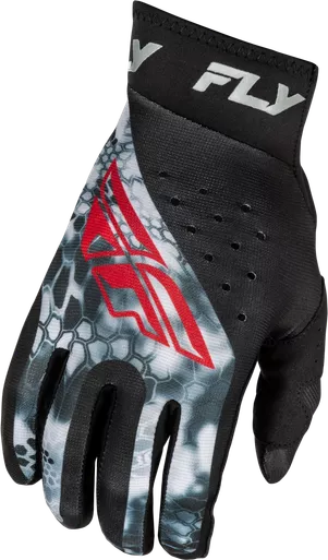 Fly Racing Pro Lite Kryptek Gloves Black/Red/Grey Md 378-047M