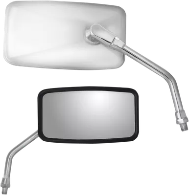 Parts Unlimited Mirror - Side View - Cruiser - Yamaha - Reverse Thread - Rectangular - Stainless Steel