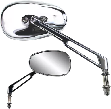 Parts Unlimited Mirror - Side View - Teardrop - Long - Chrome