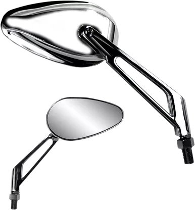 Parts Unlimited Mirror - X-Treme Mini - Side View - Teardrop - Billet - Short - Chrome - Each