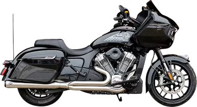 S&S Cycle 2-Into-1 Qualifier Exhaust System With Power Plus - Brushed Stainless Steel - Race Only - Indian 550-1130