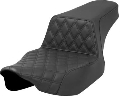 Step-Up Seat - Front Lattice Stitch - Black - Extended Reach - Street Glide/Road Glide 823-07E-172