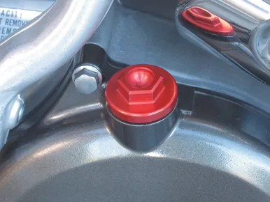 Works Connection Aluminum Oil Filler Plug - Red - Kawasaki/Suzuki 24-190
