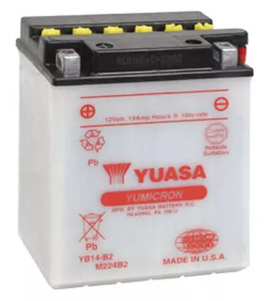 Yuasa Battery Yuasa Yb14-B2 Yumicron-12 Volt Battery Yuam224B2Ind