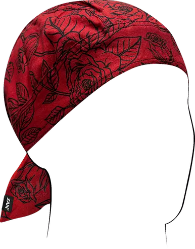 Zan Headgear Flydanna Head Wrap - Black And Red Roses Z311