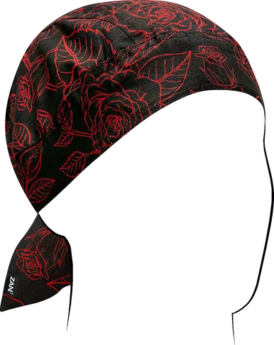Zan Headgear Flydanna Head Wrap - Red And Black Roses Z206